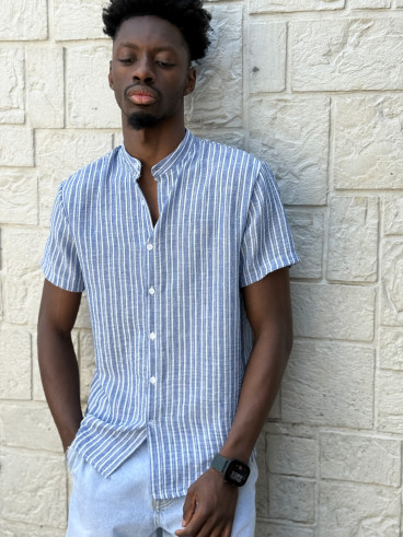 Chemise lignée Gabano - Bleu/Ecru