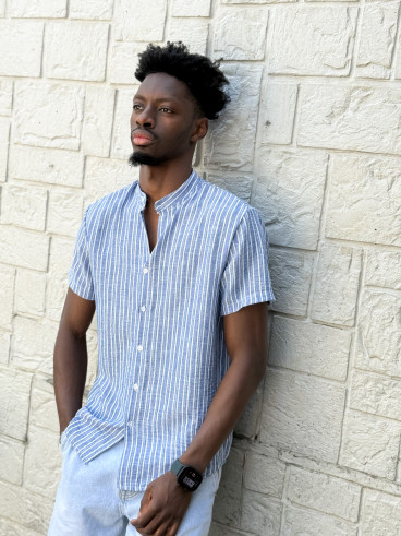 Chemise lignée Gabano - Bleu/Ecru