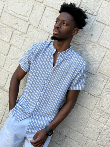 Chemise lignée Gabano - Bleu/Ecru