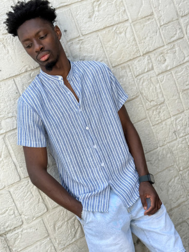Chemise lignée Gabano - Bleu/Ecru