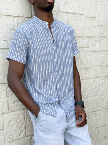 Chemise lignée Gabano - Bleu/Ecru