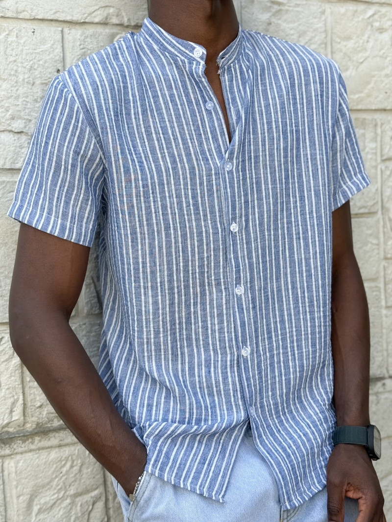 Chemise lignée Gabano - Bleu/Ecru