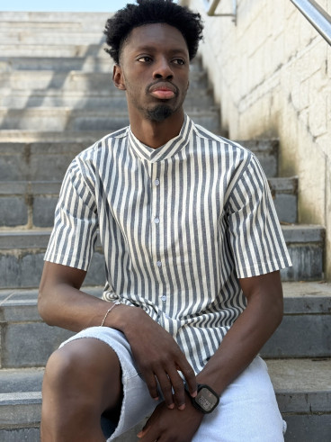 Chemise lignée Timoti - Bleu/Blanc