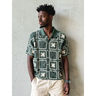 Chemise en crochet Timaé - Vert/Ecru