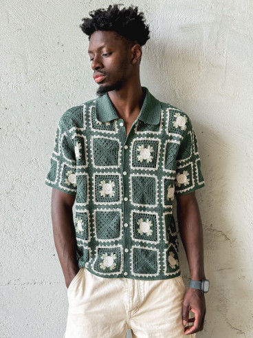 Chemise en crochet Timaé - Vert/Ecru