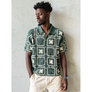 Chemise en crochet Timaé - Vert/Ecru