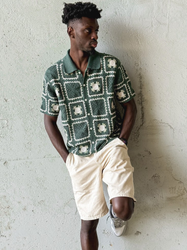 Chemise en crochet Timaé - Vert/Ecru