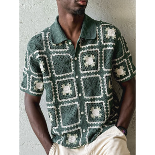Chemise en crochet Timaé - Vert/Ecru