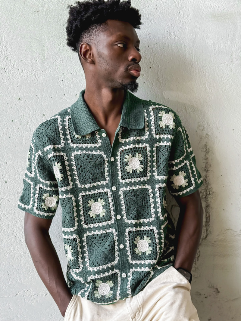 Chemise en crochet Timaé - Vert/Ecru
