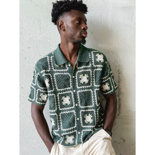 Chemise en crochet Timaé - Vert/Ecru