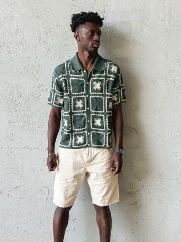 Chemise en crochet Timaé - Vert/Ecru