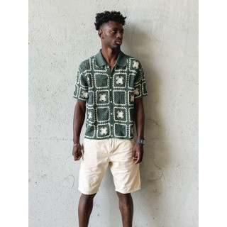 Chemise en crochet Timaé - Vert/Ecru