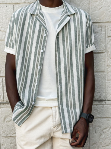 Chemise lignée Aymeric - Vert