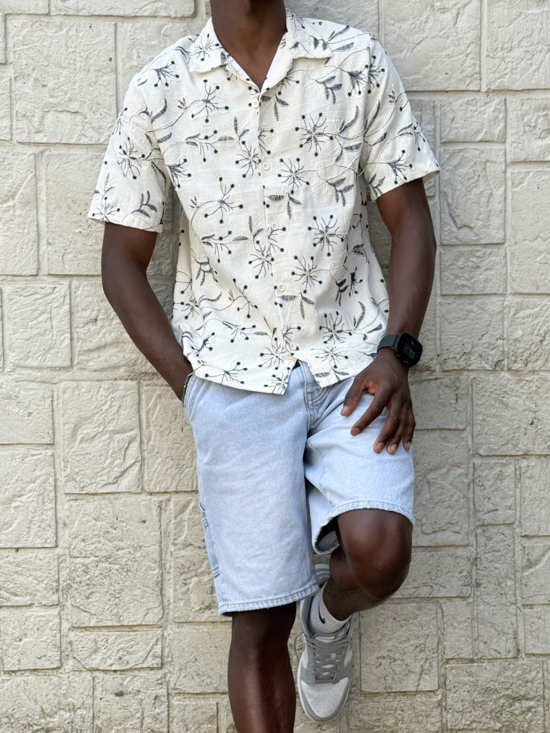 Chemise Zakari - Ecru/Bleu marine