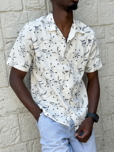 Chemise Zakari - Ecru/Bleu marine