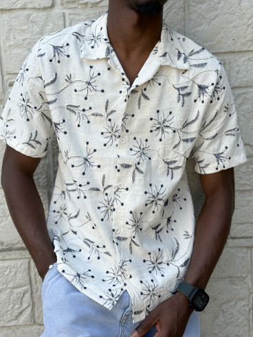 Chemise Zakari - Ecru/Bleu marine