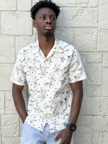 Chemise Zakari - Ecru/Bleu marine