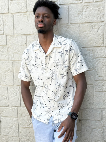 Chemise Zakari - Ecru/Bleu marine