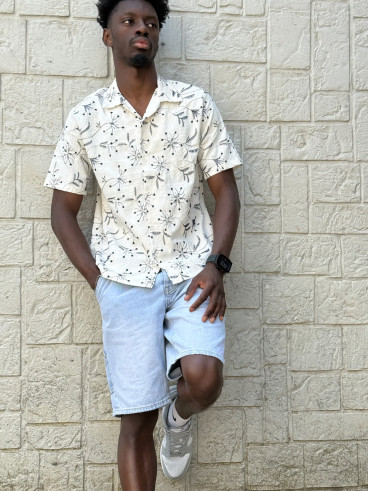 Chemise Zakari - Ecru/Bleu marine