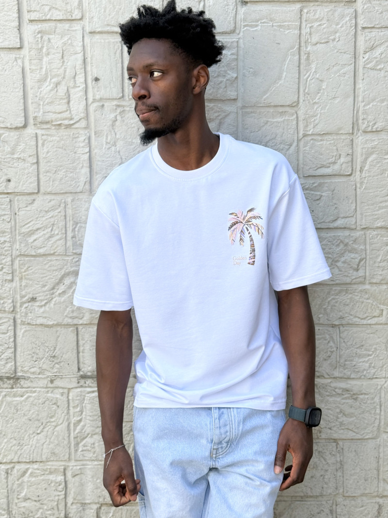 T-shirt 'Golden Day' - Blanc