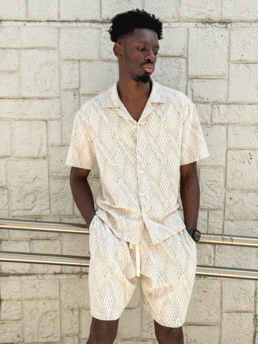 Ensemble à motifs Basile - Beige