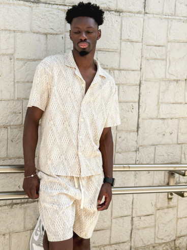 Ensemble à motifs Basile - Beige