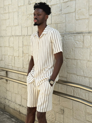 Ensemble ligné Maléo - Ecru/Taupe