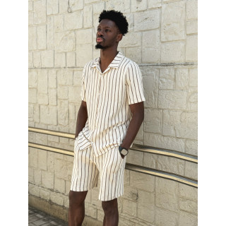 Ensemble ligné Maléo - Ecru/Taupe
