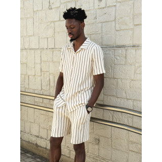 Ensemble ligné Maléo - Ecru/Taupe