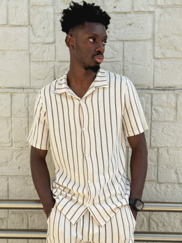 Ensemble ligné Maléo - Ecru/Taupe