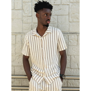 Ensemble ligné Maléo - Ecru/Taupe