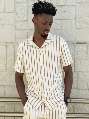 Ensemble ligné Maléo - Ecru/Taupe