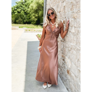 Robe longue satinée Madilyn - Bronze