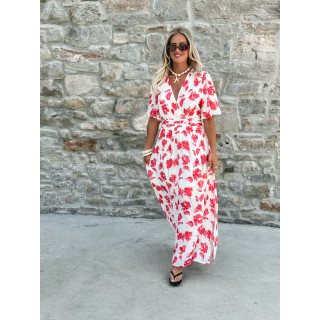 Robe longue à fleurs Télia - Fuchsia