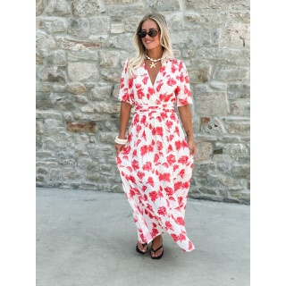 Robe longue à fleurs Télia - Fuchsia