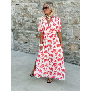 Robe longue à fleurs Télia - Fuchsia
