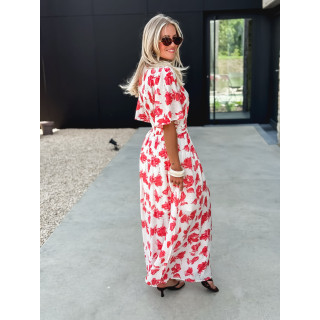 Robe longue à fleurs Télia - Fuchsia