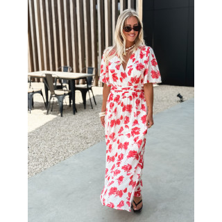 Robe longue à fleurs Télia - Fuchsia
