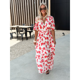 Robe longue à fleurs Télia - Fuchsia