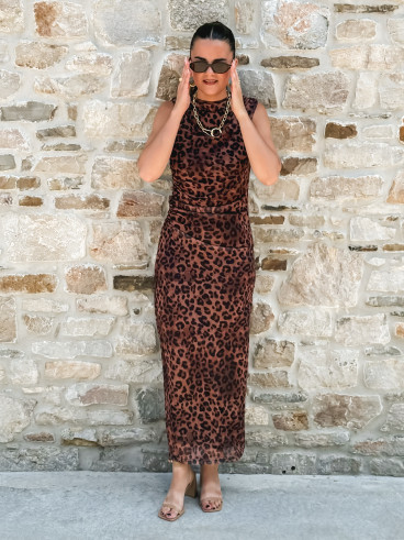 Robe longue Meghan - Camel/Noir