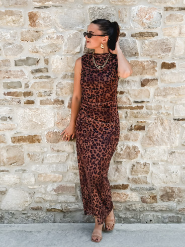 Robe longue Meghan - Camel/Noir