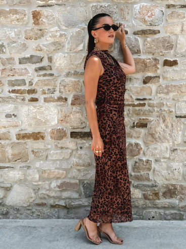 Robe longue Meghan - Camel/Noir