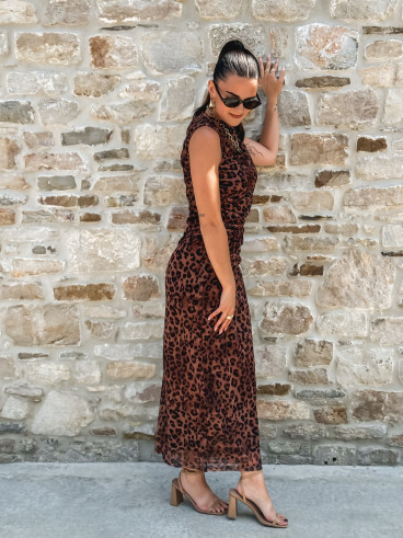 Robe longue Meghan - Camel/Noir
