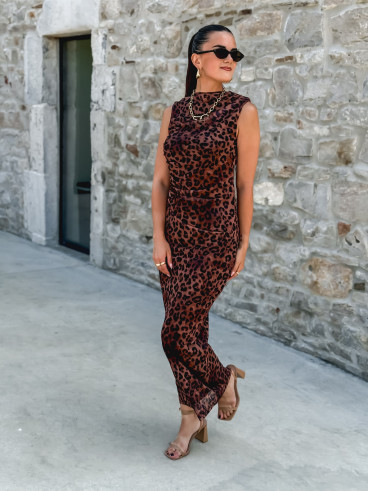 Robe longue Meghan - Camel/Noir