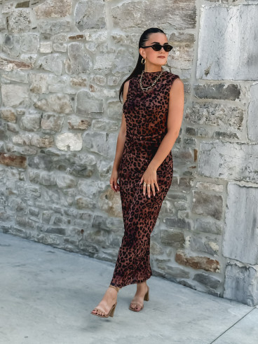 Robe longue Meghan - Camel/Noir