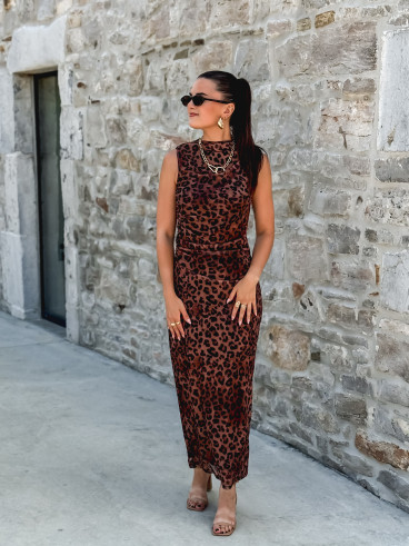 Robe longue Meghan - Camel/Noir