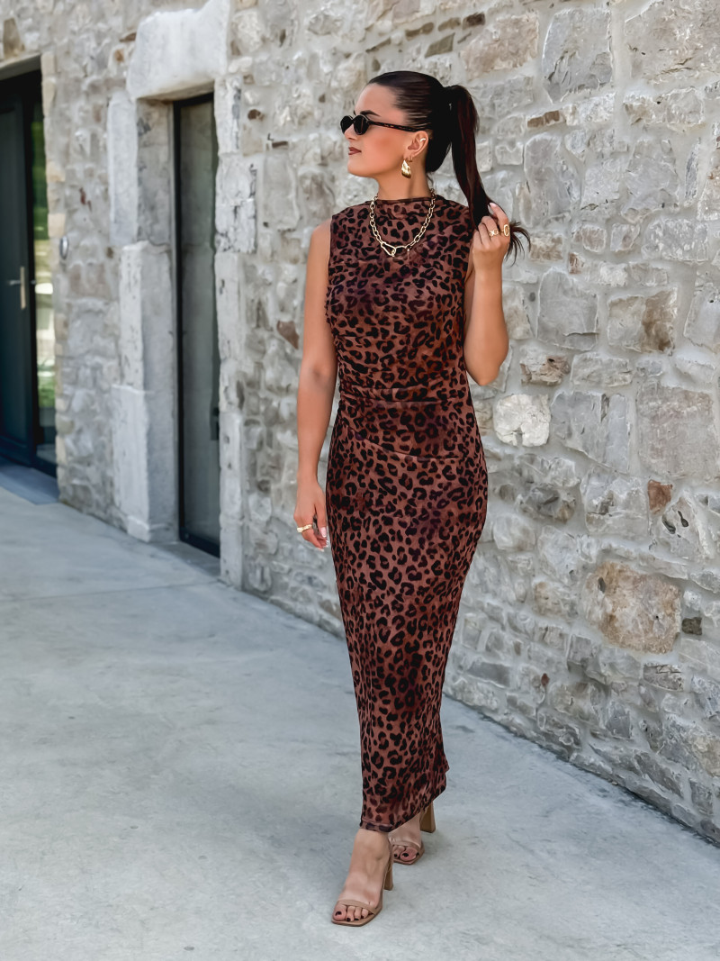 Robe longue Meghan - Camel/Noir
