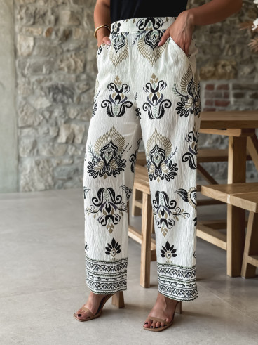 Pantalon à motifs Khalis - Ecru