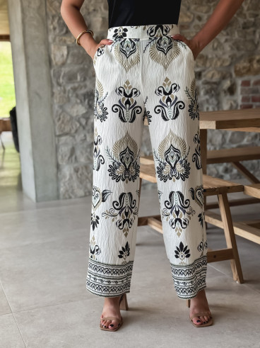 Pantalon à motifs Khalis - Ecru