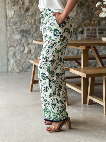 Pantalon Ezia - Ecru/Vert